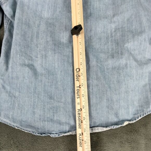 Adriano Goldschmied Denim Shirt Youth Boys Small Blue Distressed Button Up AG - Picture 8 of 11